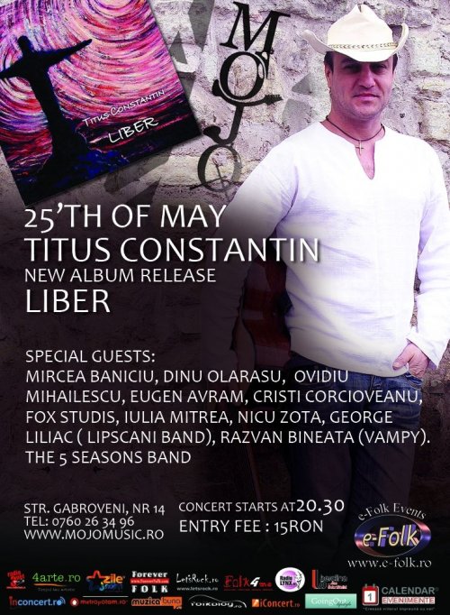 Titus Constantin lansaza albumul "Liber" alaturi de invitati de marca