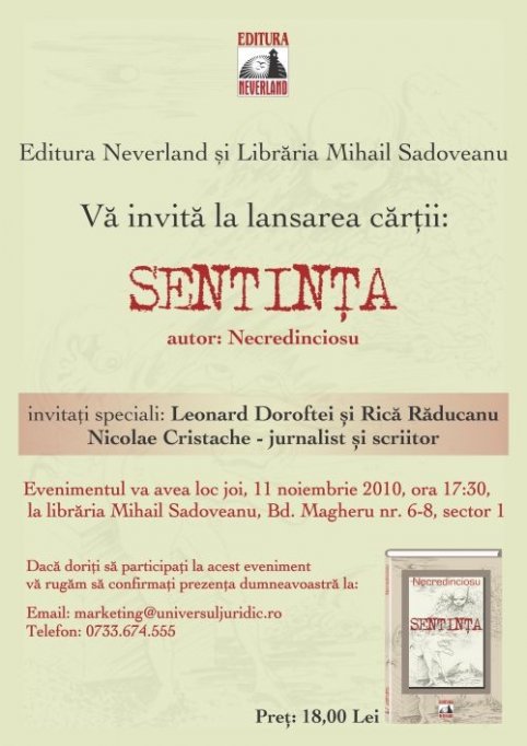 Lansarea cartii Sentinta scrisa de Necredinciosu
