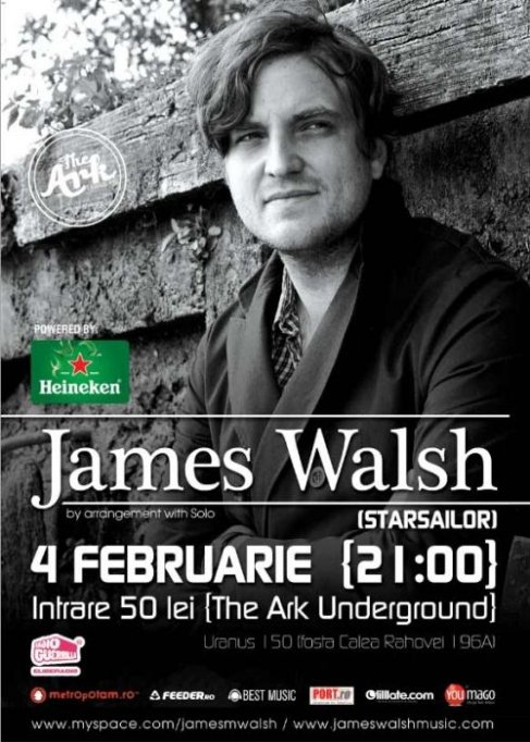 James Walsh, solistul Starsailor, vine in februarie la The Ark!