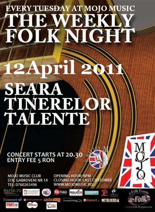 Seara tinerelor talente in Mojo 12 aprilie 2011