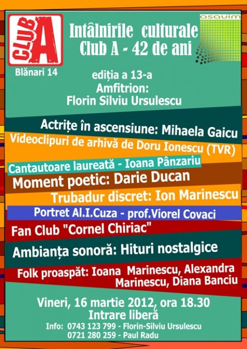 Intalnirile culturale Club A - 42 de ani