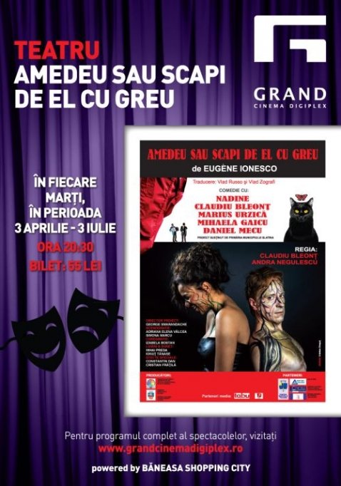 Amedeu sau scapi de el cu greu, de Eugene Ionesco, cu Claudiu Bleont, Nadine si Marius Urzica