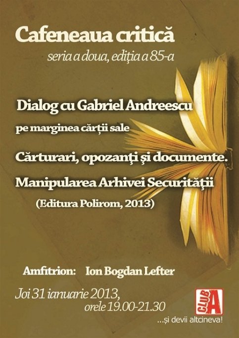 Gabriel Andreescu la Cafeneaua critica