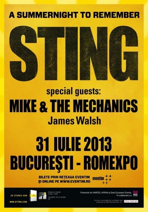 Sting revine la București cu turneul Back To Bass