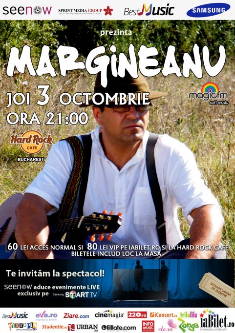 Bilete VIP sold out la concertul Margineanu din Hard Rock Cafe