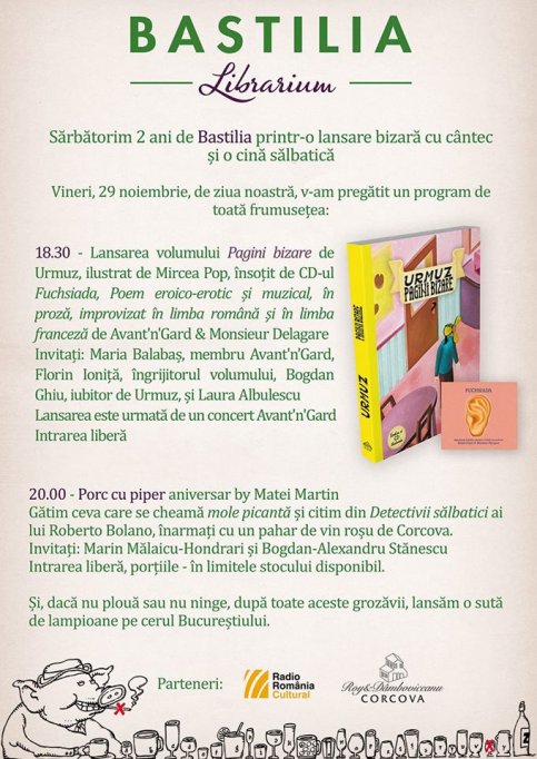 Sarbatorim 2 ani de Bastilia printr-o lansare bizara cu cantec si o cina salbatica
