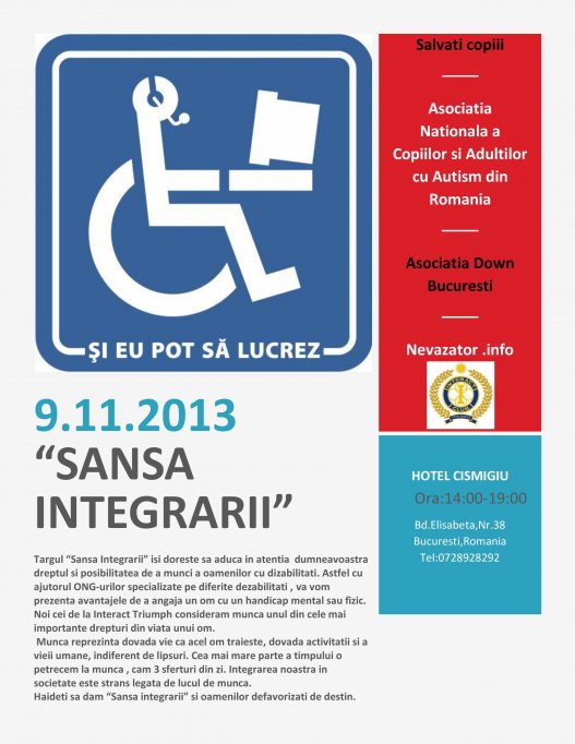 Sansa Integrarii pentru persoanele cu dizabilitati