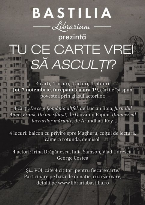 Tu ce carte vrei sa asculti? - 4 carti, 4 locuri, 4 actori, 4 cititori