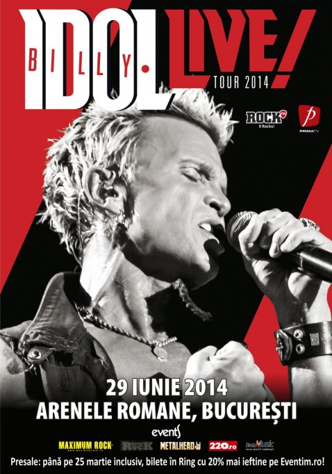 Billy Idol: ultima saptamana de reduceri pentru biletele la Arenele Romane!