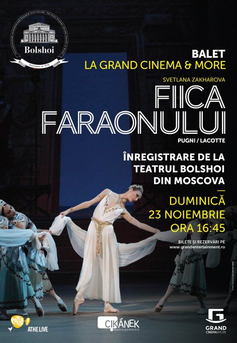 Spectacolele de balet Fiica Faraonului si La Bayadere vor fi transmise la Grand Cinema & More de pe scena Teatrului Bolshoi