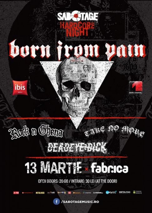 Sabotage Hardcore Night: Born from Pain, Rock’n Ghena, Deadeye Dick, Take No More @ Club Fabrica