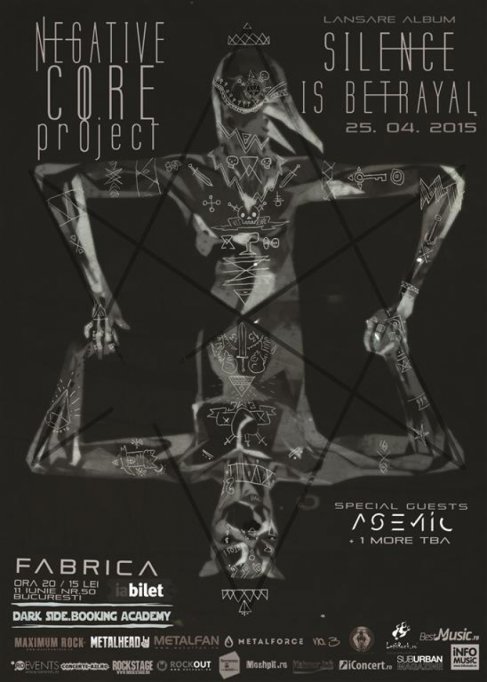 NEGATIVE CORE PROJECT | Lansare album "Silence is Betrayal" | special guests ASEMIC si DEADEYE DICK @ Club Fabrica