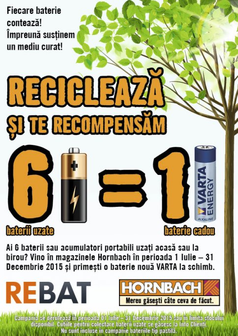 HORNBACH vrea sa colecteze peste 6 tone de baterii uzate in campania „Fiecare baterie conteaza"