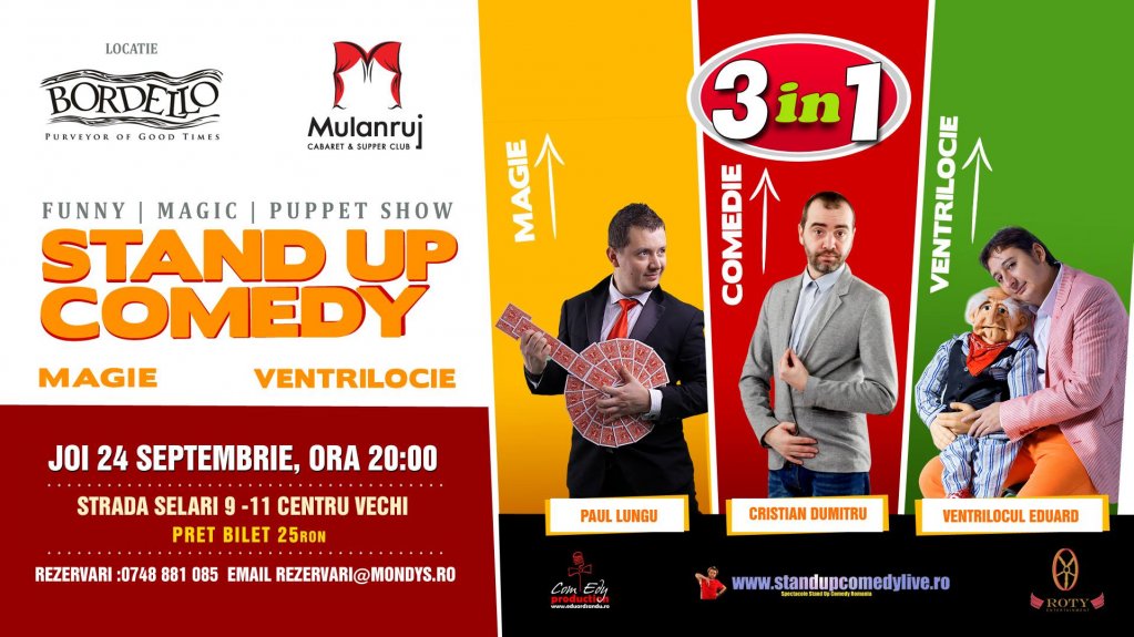 STAND-UP COMEDY, MAGIE SI VENTRILOCIE JOI BUCURESTI 24 SEPTEMBRIE