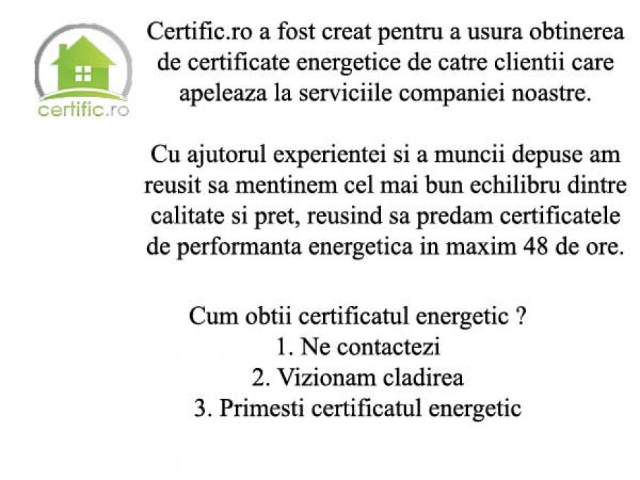 Obtinerea unui certificat energetic pentru locuinta