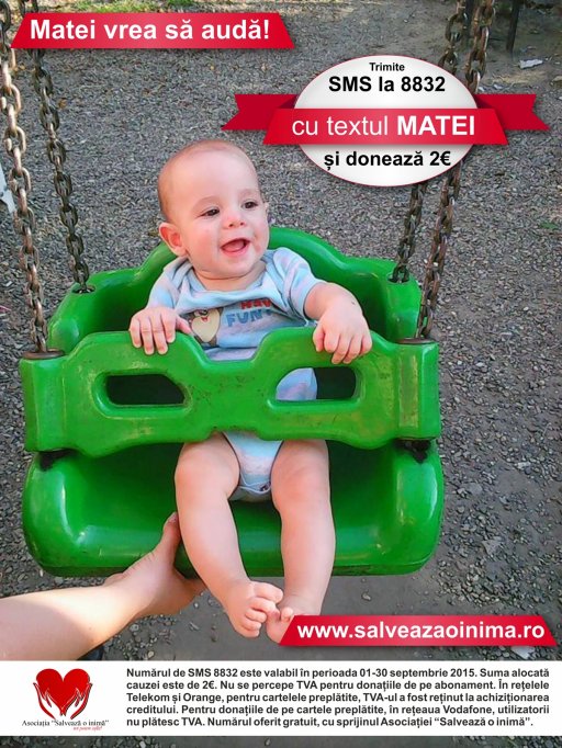 Un simplu SMS la 8832 cu textul “Matei” poate sa-i readuca speranta unui copil