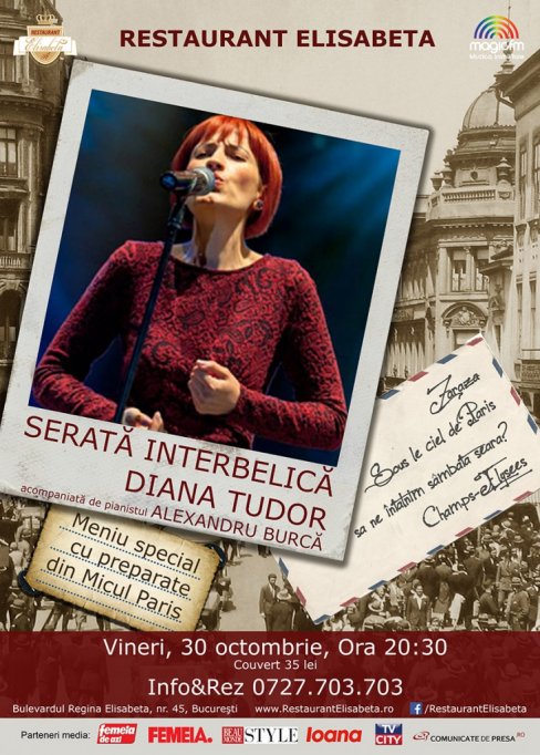 Serata Interbelica cu Diana Tudor – Belles Chansons des Boulevards