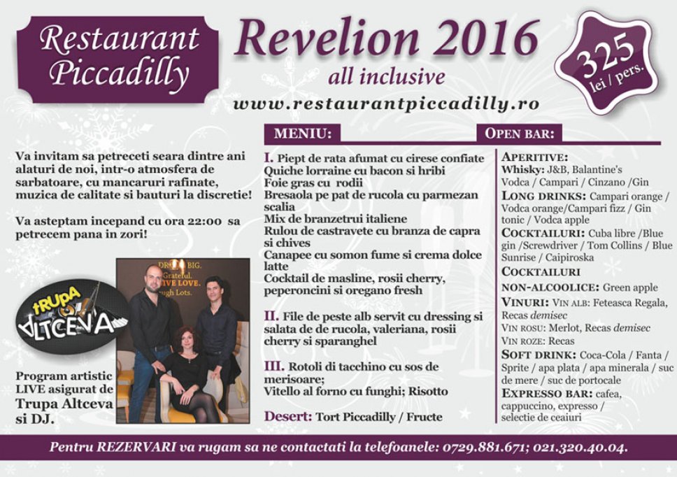 Revelion 2016 la Restaurantul Piccadilly