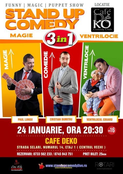 Stand-up comedy, magie si ventrilocie