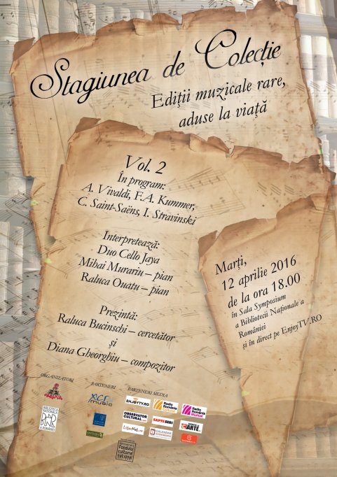 Partituri rare de Vivaldi si Stravinski vor prinde viata marti in „Stagiunea de colectie”