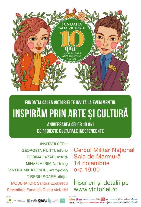 Inspirăm prin arte și cultură - Fundaţia Calea Victoriei sărbătorește 10 ani de proiecte culturale independente