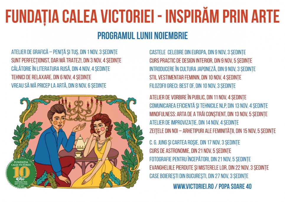 8 cursuri noi la Fundația Calea Victoriei în luna Noiembrie
