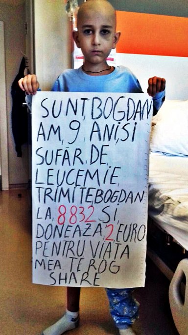 Cu un simplu SMS îi oferim la speranţă la viaţă lui Bogdan! Ajută-l şi TU să învingă CANCERUL!
