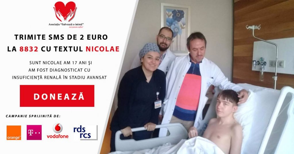 Un SMS de 2 Euro la 8832 cu textul “Nicolae” îl ajută în lupta vieţii sale!