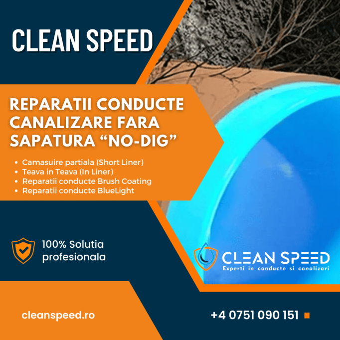 Clean Speed și metoda Brush Coating: soluția modernă pentru reparații conducte canalizare fără săpătură