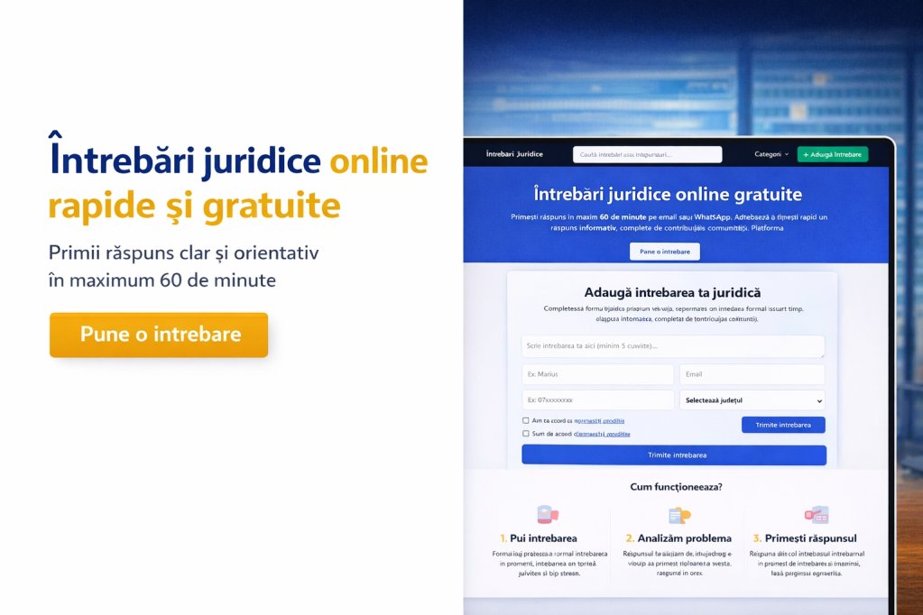 Întrebări juridice online gratuite, răspunsuri rapide, clare și ușor de înțeles